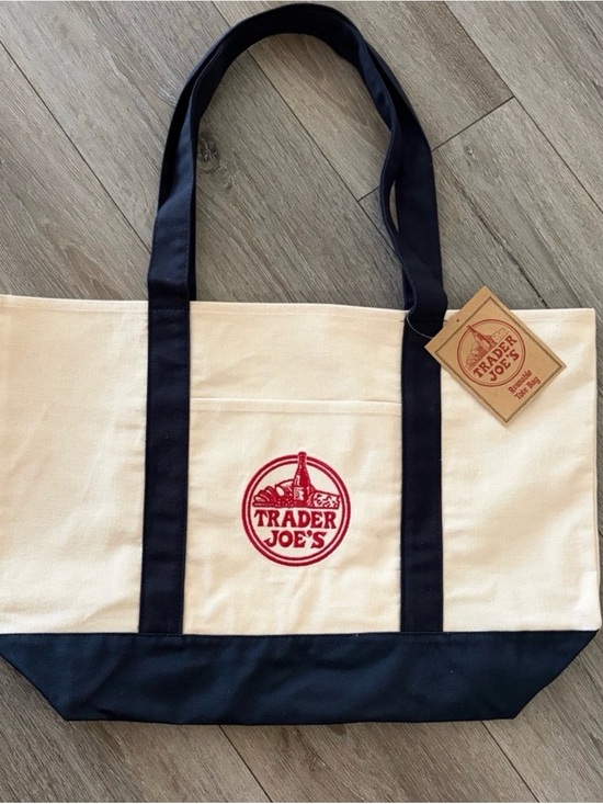 Handbags - Trader Joe's Canvas Tote Bag in Cream and Black